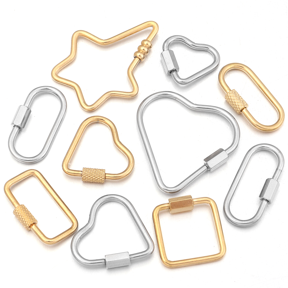 Smart Home Key - 2pcs Gold Edelstahl Herz Schraube Karabiner