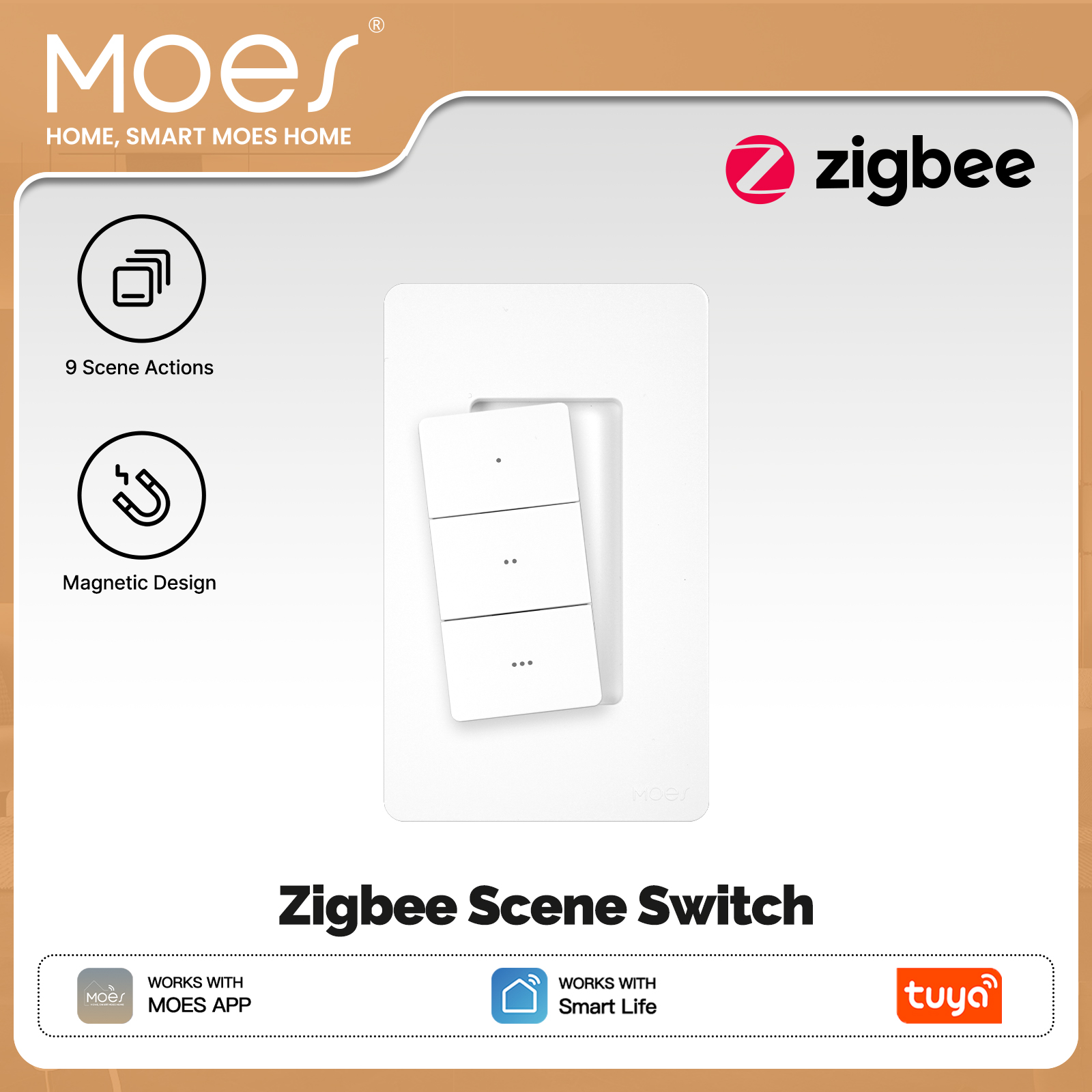 Smart Home Switch - MOES Tuya Zigbee Smart Kabelloser Szenenschalter