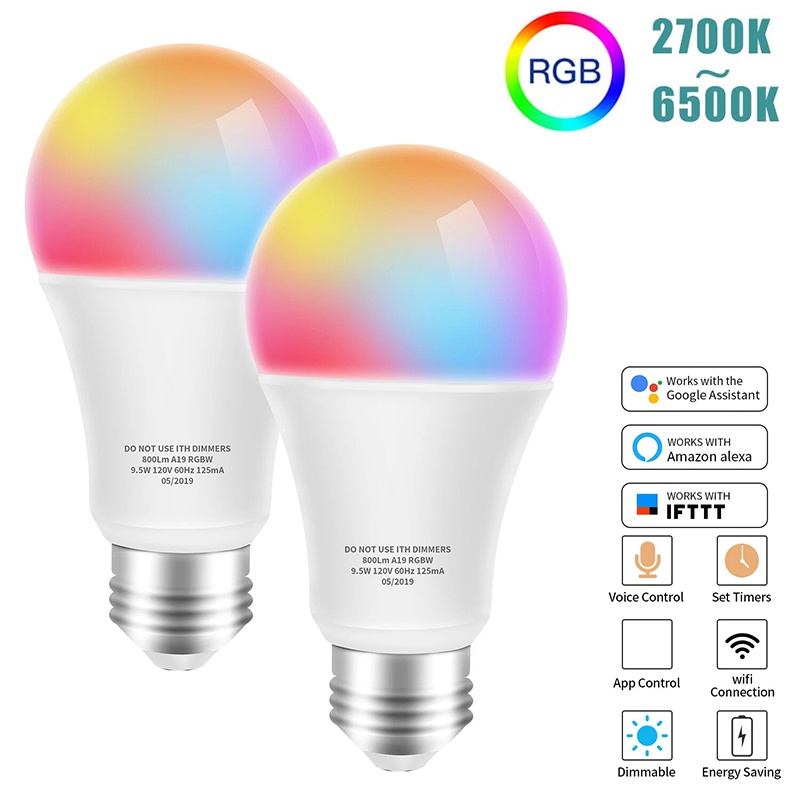 Voice Control Light Bulb - E27 WiFi Smart LED-Glühbirne RGBCW Farbige