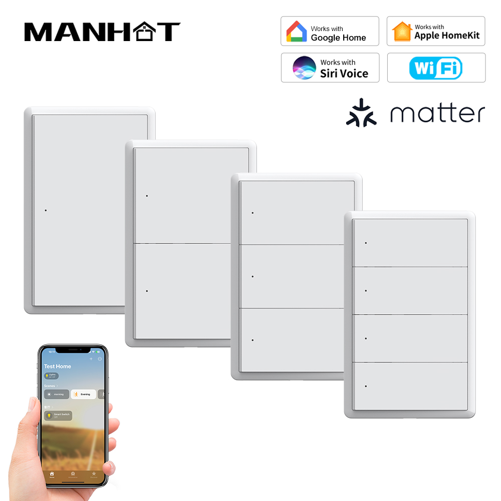 Smart Home Switch - MANHOT Homekit WLAN-Smart-Schalter ohne Neutralleiter US-Schalter