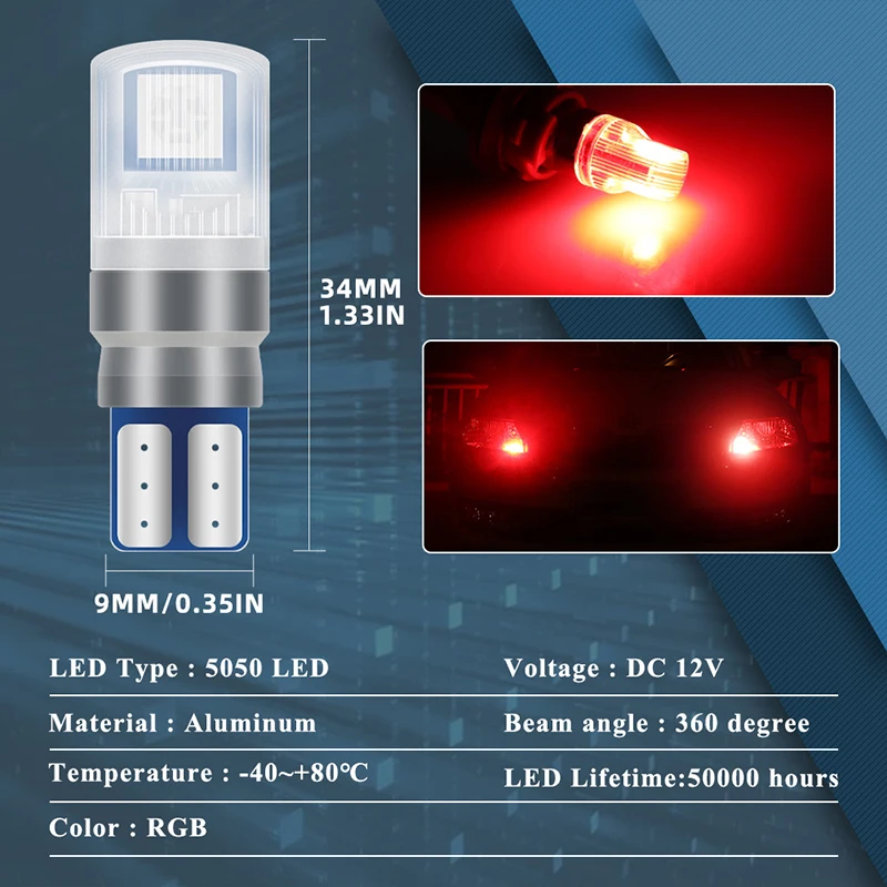 2 Teile/satz RGB LED T10 W5W L – Voice Control Light Bulb Bewertung und Preis